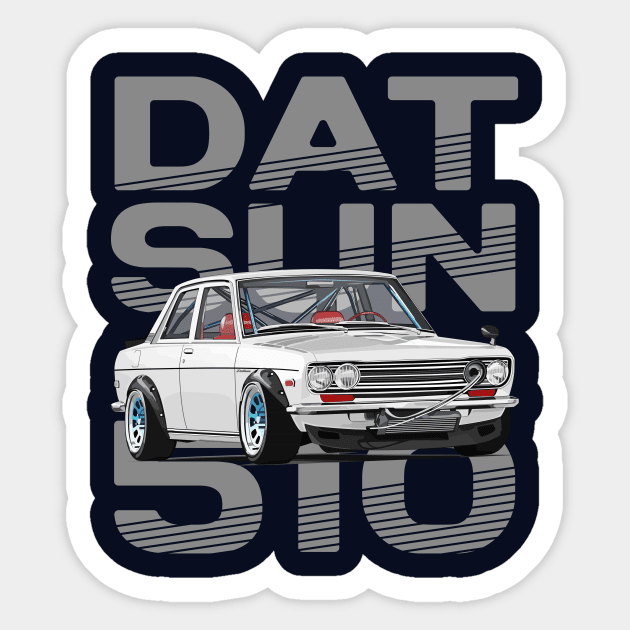 Drive The Classic Car - Datsun 510 (White) - Datsun Sticker by Ajie Negara